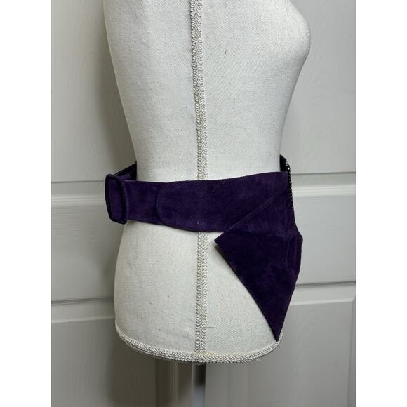 Salena\'s Collection Purple Suede Jeweled Belt Buckle Maximalist Glam Vtg 1988 main image 8